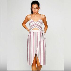 EXPRESS | Purple & White Striped Cut Out Midi Length Dress Women’s Size 18